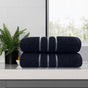 amor classic dobby stripe super soft premium cotton bath towel 2 pcs sailor blue V517-AMBT2-SB