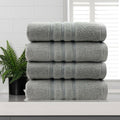 amor classic dobby stripe super soft premium cotton face washer 4 pcs 650gsm silver V517-AMFW4-SIL