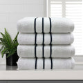 amor classic dobby stripe super soft premium cotton hand towel 4 pcs white V517-AMHT4-W