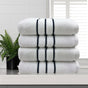 amor classic dobby stripe super soft premium cotton hand towel 4 pcs white V517-AMHT4-W