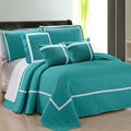 6 piece two tone embossed comforter set queen teal V517-ECS6-Q-TE