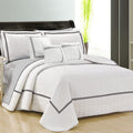 6 piece two tone embossed comforter set queen white V517-ECS6-Q-W
