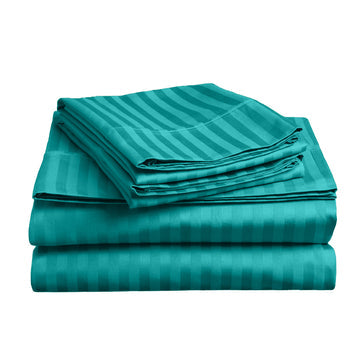 soft stripe microfibre sheet set king teal V517-MFSP-KTE