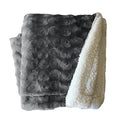 plush fleece sherpa backed reversible throw charcoal V517-PFST-CHA