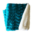 plush fleece sherpa backed reversible throw teal V517-PFST-TE