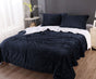 stripe flannel sherpa blanket queen navy V517-SFSC-QN