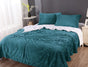stripe flannel sherpa blanket queen teal V517-SFSC-QTE