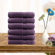 6 piece ultra light cotton face washers in aubergine V517-STFW6-AU