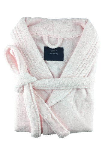 small medium egyptian cotton terry toweling bathrobe baby pink V517-TBR-BP