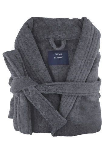 small medium egyptian cotton terry toweling bathrobe charcoal V517-TBR-CHA