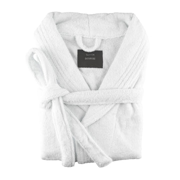 Large /X large egyptian cotton terry toweling bathrobe white V517-TBR-LW