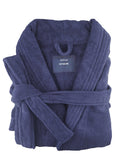 small medium egyptian cotton terry toweling bathrobe navy V517-TBR-N