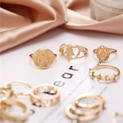 Gold Hollow Stackable Joint Ring Set 15 PCS Various Styles Versatile Womens V528-01-2272-592031