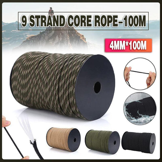 9 Strand Core Rope-100M 550 Paracord Parachute Cord Lanyard Mil Spec Type Iii - Army Green V528-100MPARACORD-ARMYGREEN-46995