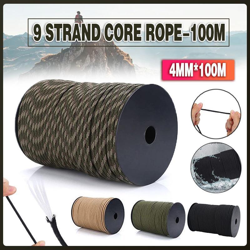 9 Strand Core Rope-100M 550 Paracord Parachute Cord Lanyard Mil Spec Type Iii - Black V528-100MPARACORD-BLACK-85196