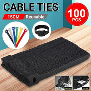 100PCS Reusable Cable Tie Nylon Hook Loop Strap Cord Ties PC TV Organiser - Colourful-100PCS V528-100PCS-COLOURFUL-898413