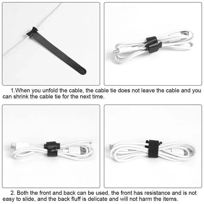 100PCS Reusable Cable Tie Nylon Hook Loop Strap Cord Ties PC TV Organiser - Colourful-100PCS V528-100PCS-COLOURFUL-898413