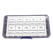 100Pcs Fast-Blow Glass Tube Fuses 5 x 20mm Quick Blow Assortment Kit V528-100PCSGLASSFUSE-299787