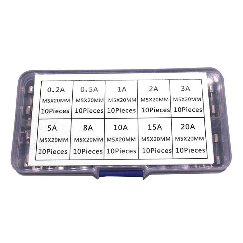 100Pcs Fast-Blow Glass Tube Fuses 5 x 20mm Quick Blow Assortment Kit V528-100PCSGLASSFUSE-299787
