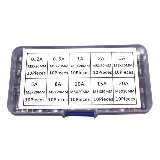 100Pcs Fast-Blow Glass Tube Fuses 5 x 20mm Quick Blow Assortment Kit V528-100PCSGLASSFUSE-299787