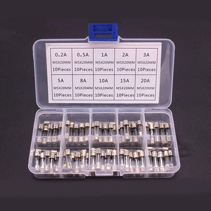 100Pcs Fast-Blow Glass Tube Fuses 5 x 20mm Quick Blow Assortment Kit V528-100PCSGLASSFUSE-299787
