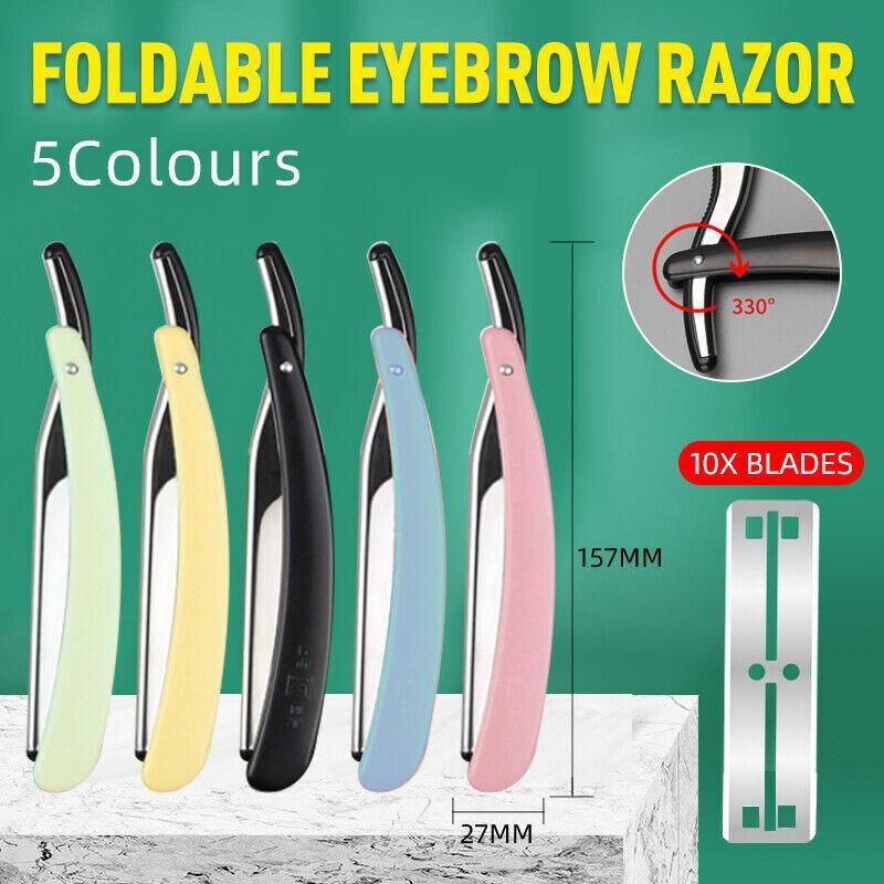 Old Shaver Razor Eyebrow Knife Folding Manual Shaver Holder Home Salon Tool Au - 10PCS Blades V528-10BLADES-295348