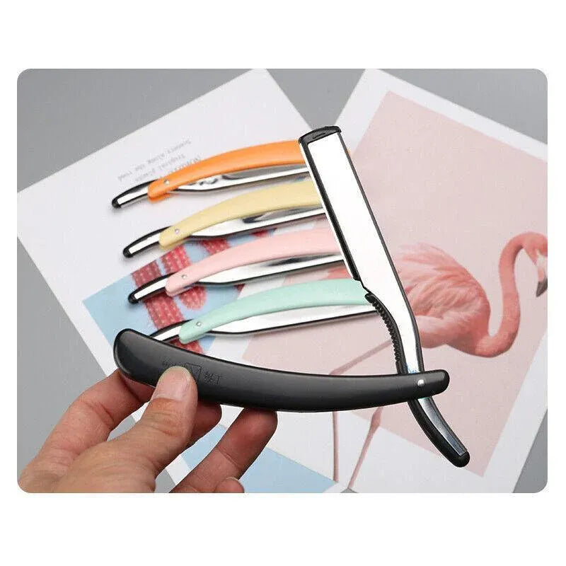 Old Shaver Razor Eyebrow Knife Folding Manual Shaver Holder Home Salon Tool Au - 10PCS Blades V528-10BLADES-295348