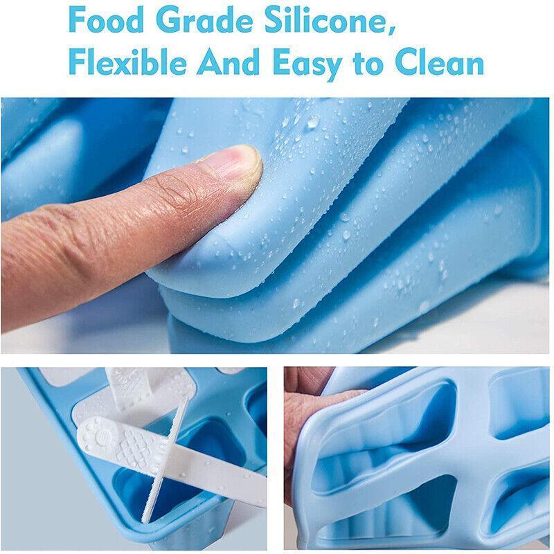 Silicone Ice Cream Mould Block Frozen Molds Icy Pole Jelly Popsicle - Green-10Grid V528-10GRID-GREEN-253777