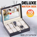 Leather Watch Jewelry Display Storage Holder Case 10 Grids Box Organizer V528-10GRIDSWATCHBO-573410