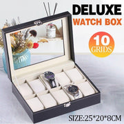 Leather Watch Jewelry Display Storage Holder Case 10 Grids Box Organizer V528-10GRIDSWATCHBO-573410