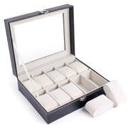 Leather Watch Jewelry Display Storage Holder Case 10 Grids Box Organizer V528-10GRIDSWATCHBO-573410
