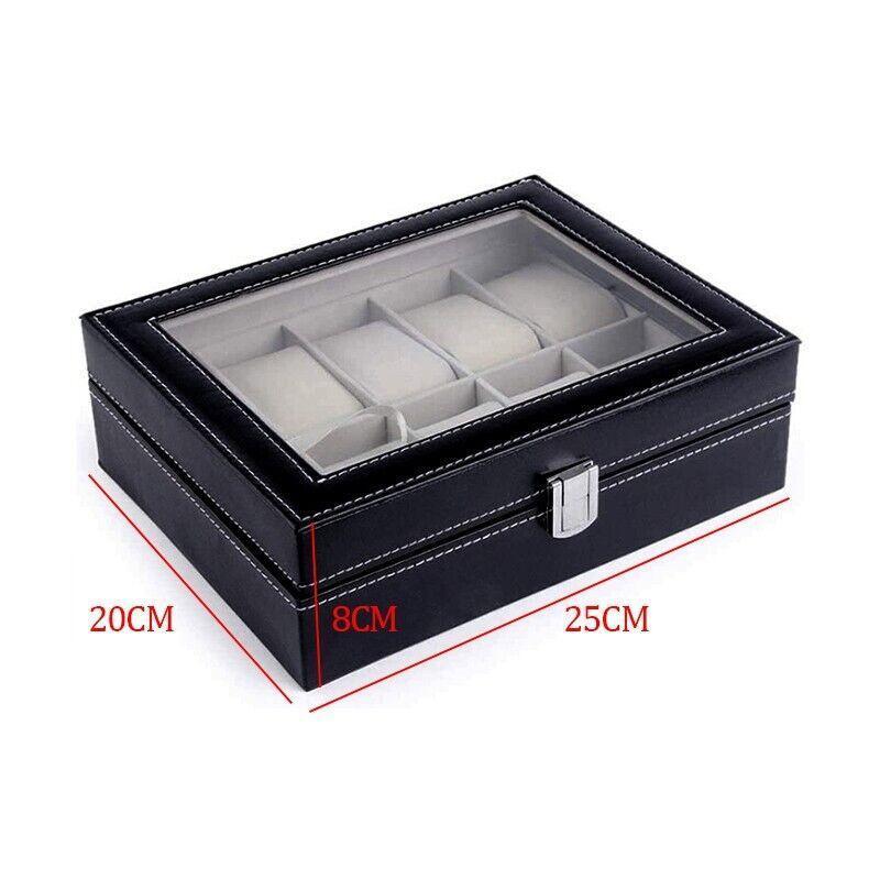 Leather Watch Jewelry Display Storage Holder Case 10 Grids Box Organizer V528-10GRIDSWATCHBO-573410