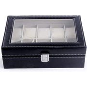 Leather Watch Jewelry Display Storage Holder Case 10 Grids Box Organizer V528-10GRIDSWATCHBO-573410