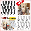 10Pcs Wall Hooks Heavy Duty Coat Hat Robe Hanger Double Hole Zinc Alloy Vintage - Silver V528-10HOOKS-WHITE-458799