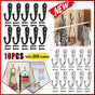 10Pcs Wall Hooks Heavy Duty Coat Hat Robe Hanger Double Hole Zinc Alloy Vintage - Silver V528-10HOOKS-WHITE-458799