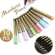 10Pcs/Set Waterproof Paint Pens for Art on Metal Glass & Rock V528-10PCS-SET-32110