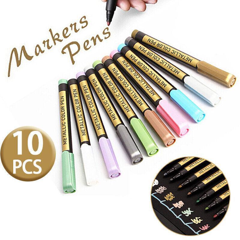 10Pcs/Set Waterproof Paint Pens for Art on Metal Glass & Rock V528-10PCS-SET-32110