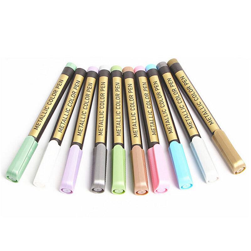 10Pcs/Set Waterproof Paint Pens for Art on Metal Glass & Rock V528-10PCS-SET-32110