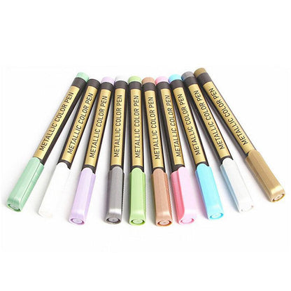 10Pcs/Set Waterproof Paint Pens for Art on Metal Glass & Rock V528-10PCS-SET-32110