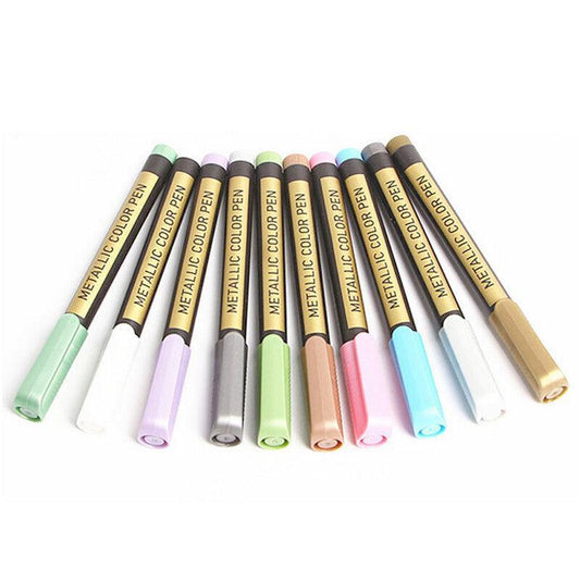10Pcs/Set Waterproof Paint Pens for Art on Metal Glass & Rock V528-10PCS-SET-32110