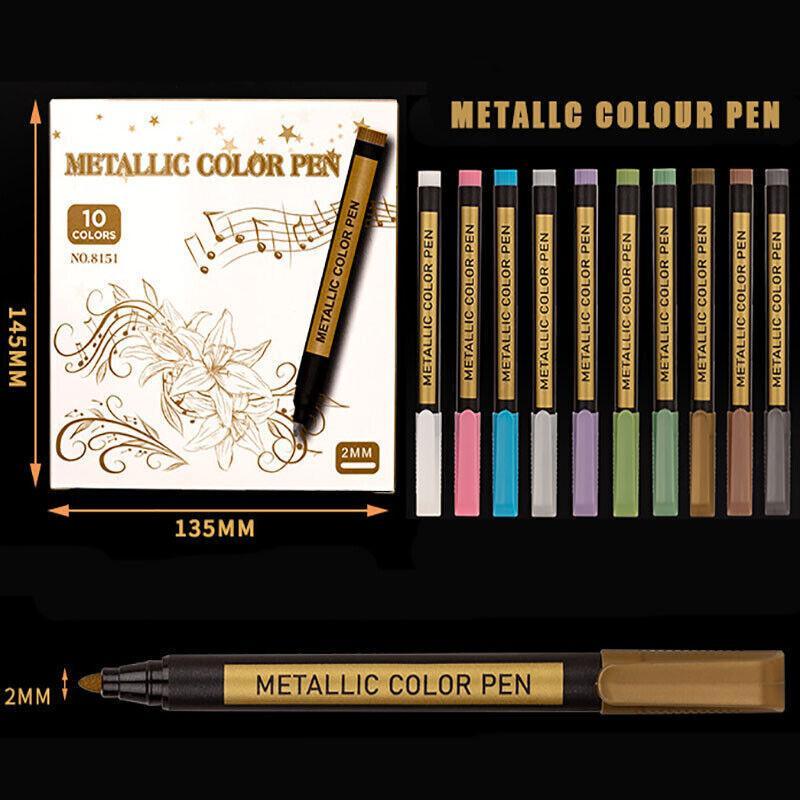 10Pcs/Set Waterproof Paint Pens for Art on Metal Glass & Rock V528-10PCS-SET-32110