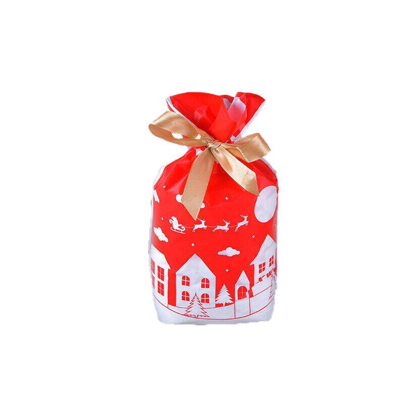 10pcs Christmas Candy Bags Gift Treat Drawstring Pouches Biscuit Cookie Packaging - 10Pcs Bag-Merry Christmas V528-10PCSBAG-MERRYCHRISTMAS-121561