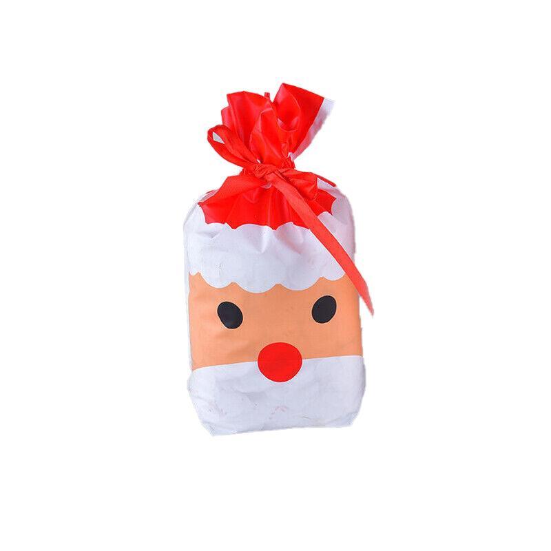 10pcs Christmas Candy Bags Gift Treat Drawstring Pouches Biscuit Cookie Packaging - 10Pcs Bag-White House V528-10PCSBAG-WHITEHOUSE-367251