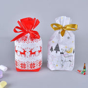 10pcs Christmas Candy Bags Gift Treat Drawstring Pouches Biscuit Cookie Packaging - 10Pcs Bag-White House V528-10PCSBAG-WHITEHOUSE-367251