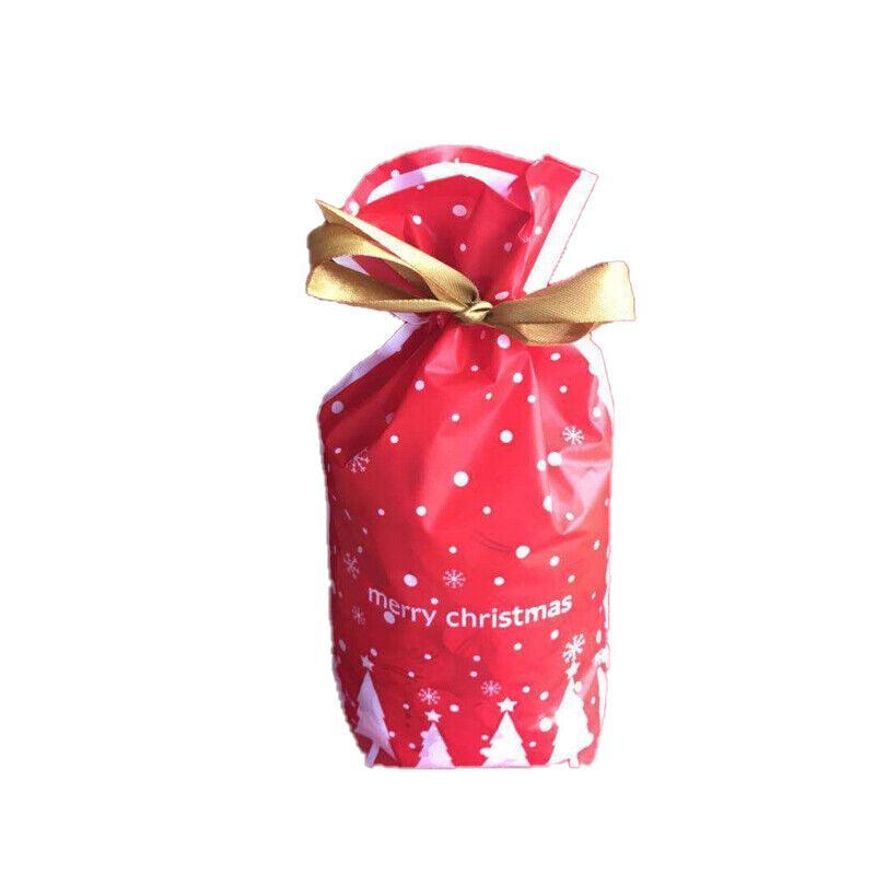10pcs Christmas Candy Bags Gift Treat Drawstring Pouches Biscuit Cookie Packaging - 10Pcs Bag-White House V528-10PCSBAG-WHITEHOUSE-367251