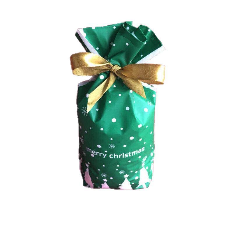 10pcs Christmas Candy Bags Gift Treat Drawstring Pouches Biscuit Cookie Packaging - 10Pcs Bag-White House V528-10PCSBAG-WHITEHOUSE-367251