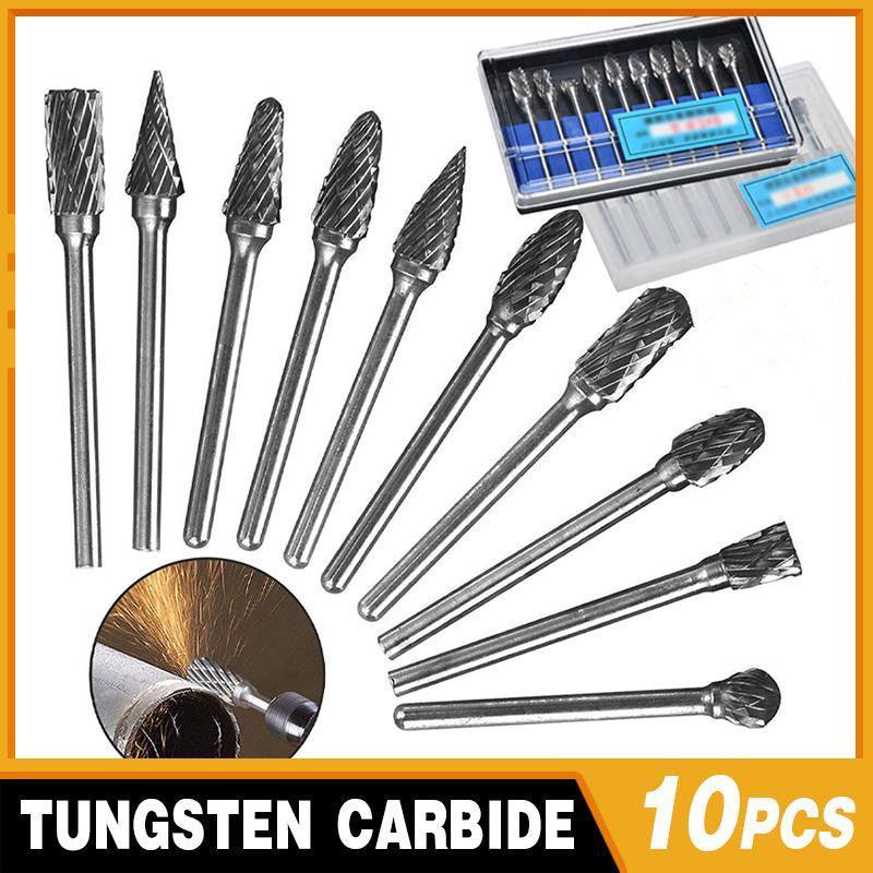 10PCS Tungsten Carbide Rotary Burr Set for Rotary Tools and Dremel - Blue Box V528-10PCSBURRSBIT-BLUE-279505
