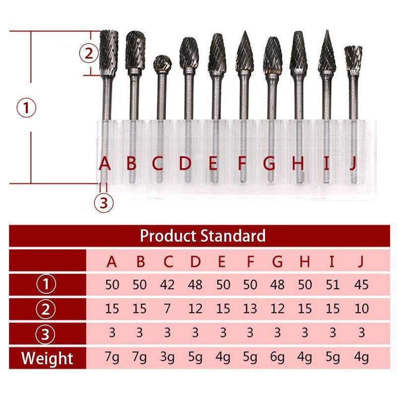 10PCS Tungsten Carbide Rotary Burr Set for Rotary Tools and Dremel - Blue Box V528-10PCSBURRSBIT-BLUE-279505
