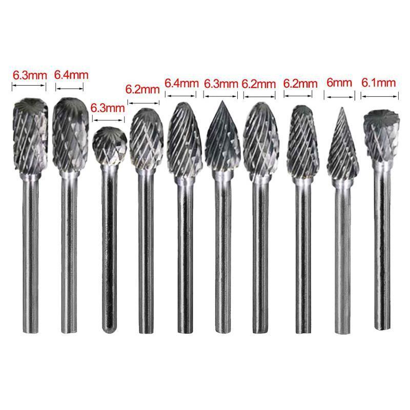 10PCS Tungsten Carbide Rotary Burr Set for Rotary Tools and Dremel - Blue Box V528-10PCSBURRSBIT-BLUE-279505