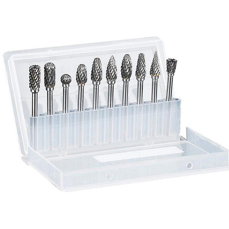 10PCS Tungsten Carbide Rotary Burr Set for Rotary Tools and Dremel - Blue Box V528-10PCSBURRSBIT-BLUE-279505